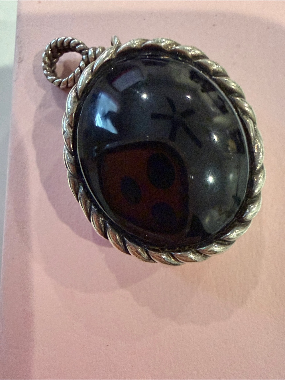 Sterling silver 925 Reversible Mother of Pearl & Black Onyx Pendant